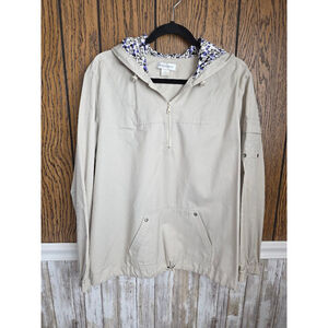 Women's Christopher & Banks Pullover Jacket with Hood XL Tan, Purple, & White